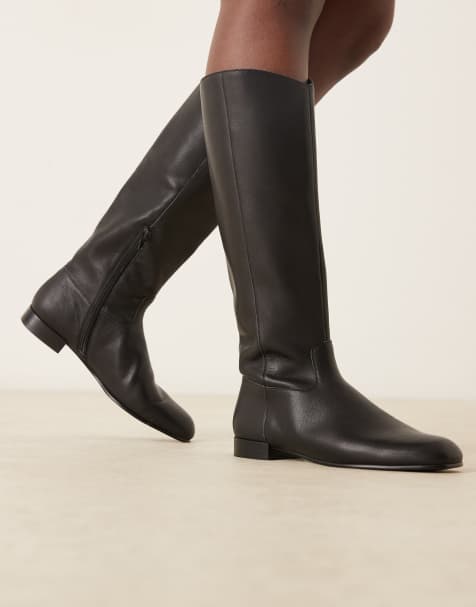 Mango classic leather boots in black - view 1