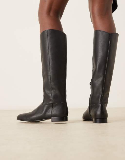 Mango classic leather boots in black, 3 of 4