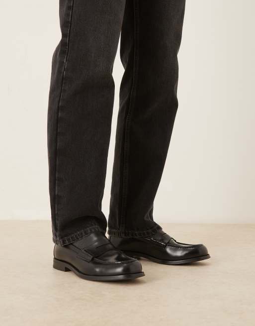 Mango classic leather loafer in black, 4 of 4