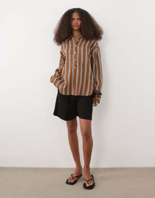 Mango Classic Oversized Shirt In Brown