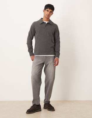 Mango Classic Polo Sweatshirt In Gray