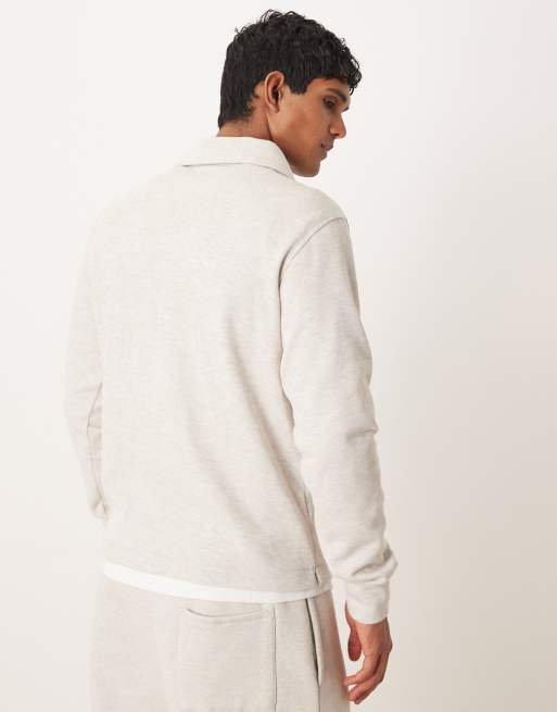 Mango classic polo sweatshirt in ecru, 3 of 5