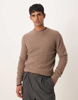 Mango Classic Relaxed Fit Ribbed Sweater In Brown