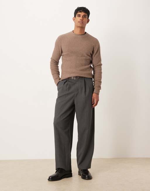 Mango classic relaxed fit ribbed sweater in latte, 2 of 5