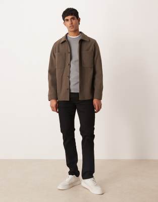 Mango Classic Relaxed Fit Shacket In Brown