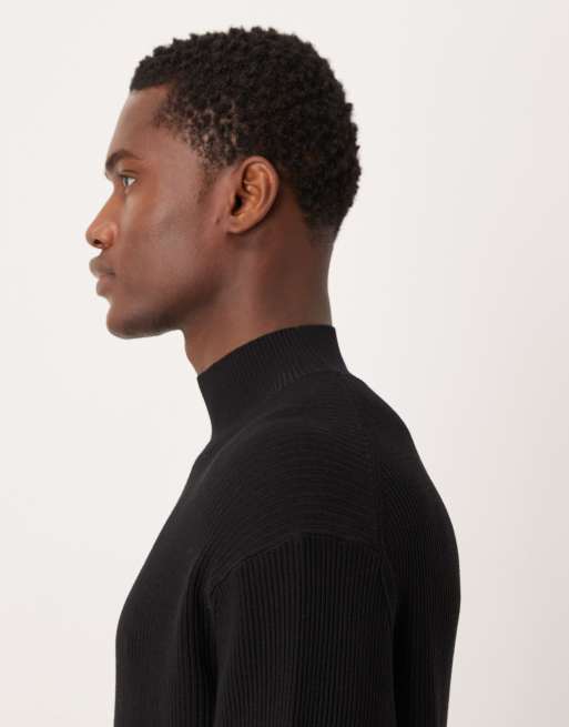 Mango classic ribbed high neck jumper in black, 4 of 5