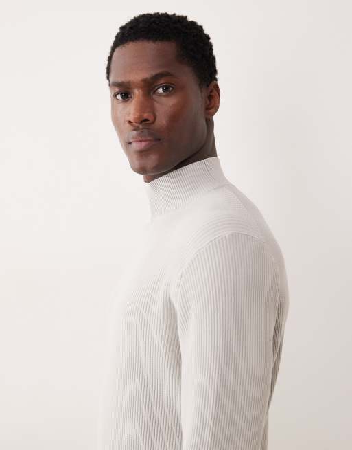 Mango classic ribbed high neck sweater in ice gray, 5 of 5