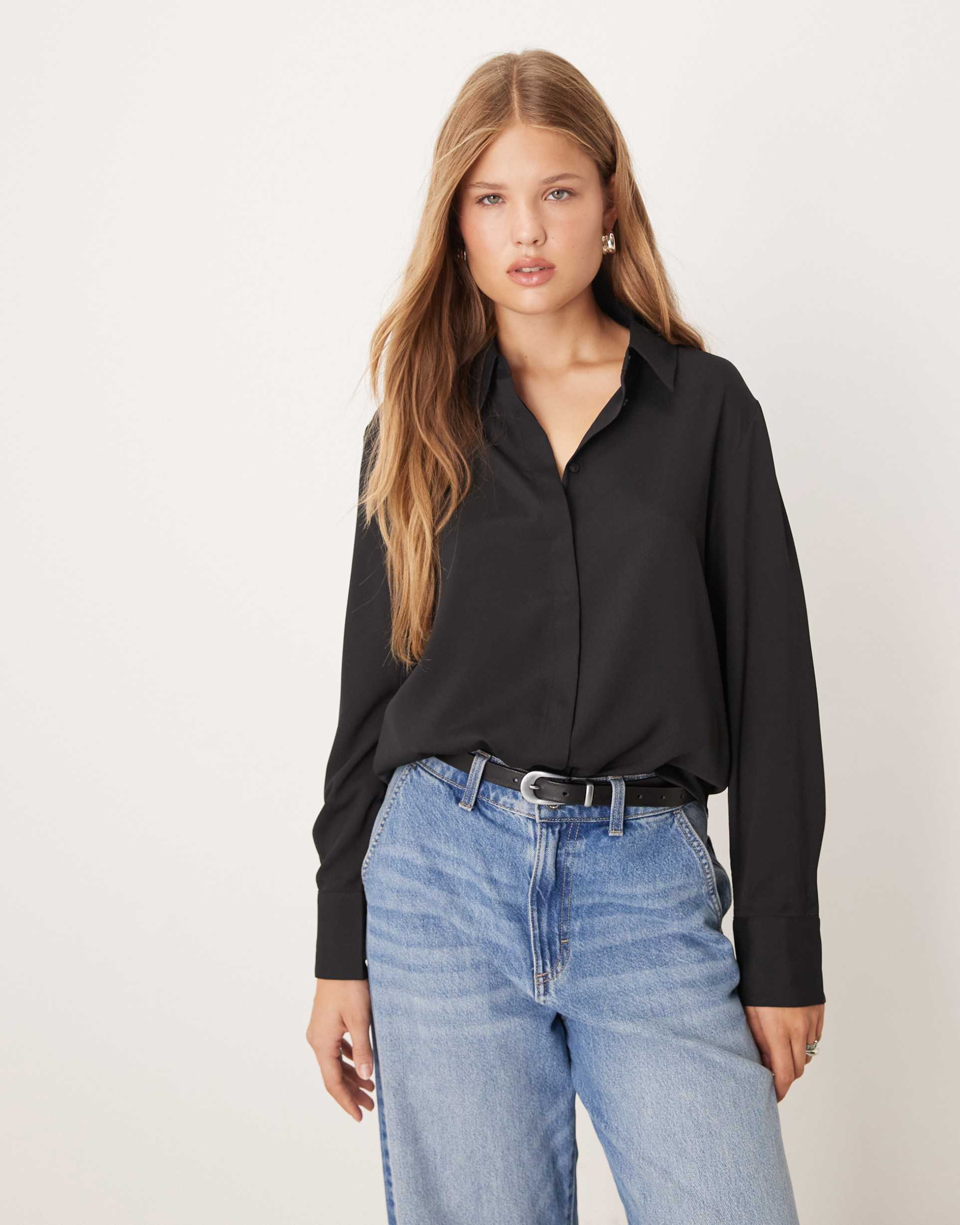 mango classic shirt in black