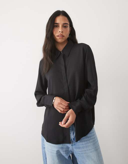 Mango classic shirt in black, 2 of 4