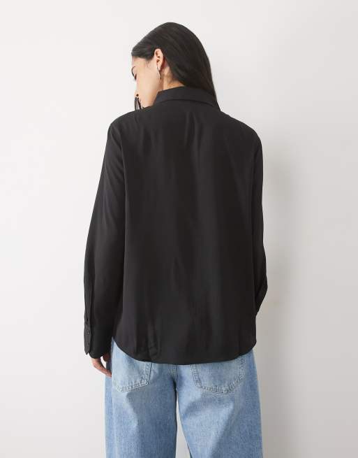 Mango classic shirt in black, 4 of 4