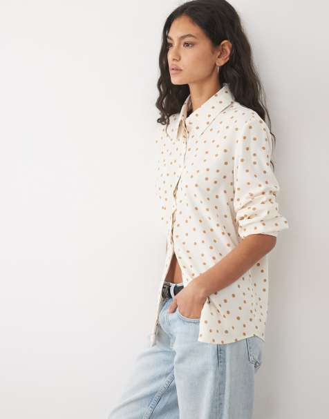 Mango classic shirt in ivory polka dot print - view 1