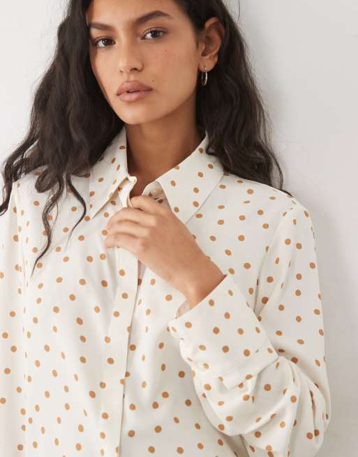 Mango classic shirt in ivory polka dot print, 2 of 4