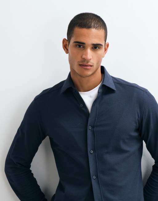 Mango classic shirt in navy, 2 of 5