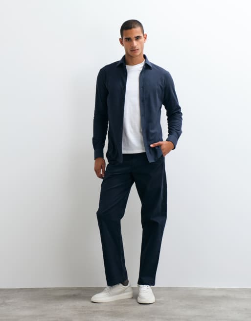 Mango classic shirt in navy, 3 of 5