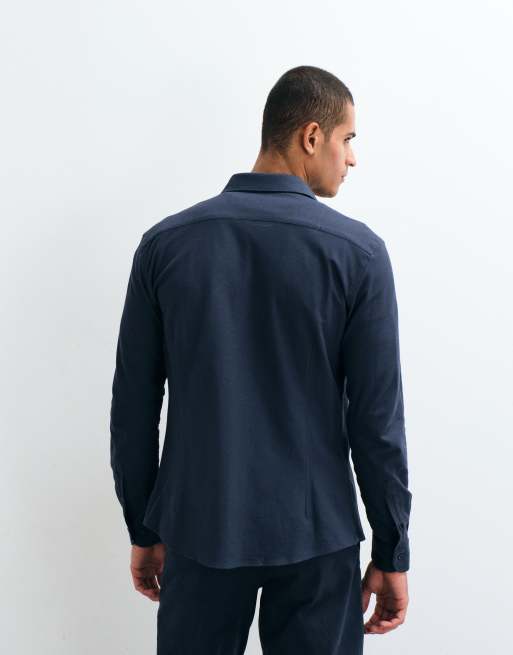 Mango classic shirt in navy, 4 of 5