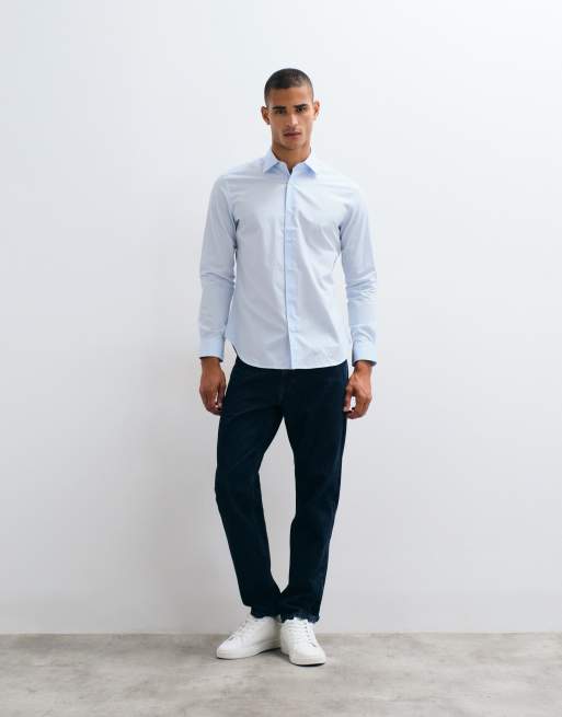Mango classic shirt in pale blue, 3 of 5