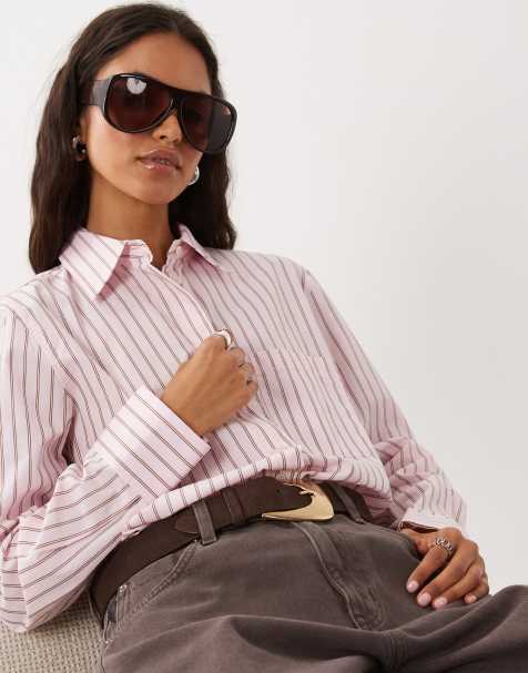 Mango classic shirt in pink stripe - view 1