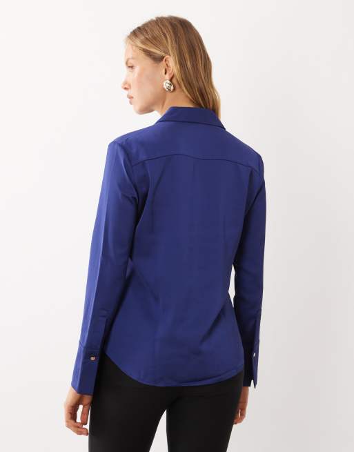 Mango classic shirt in royal blue, 4 of 4