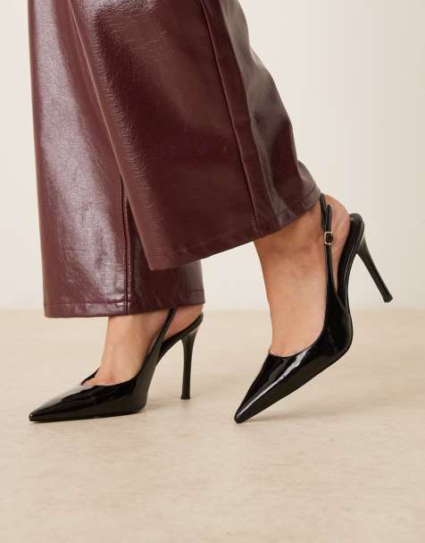 Mango classic sling back heels in black - view 1