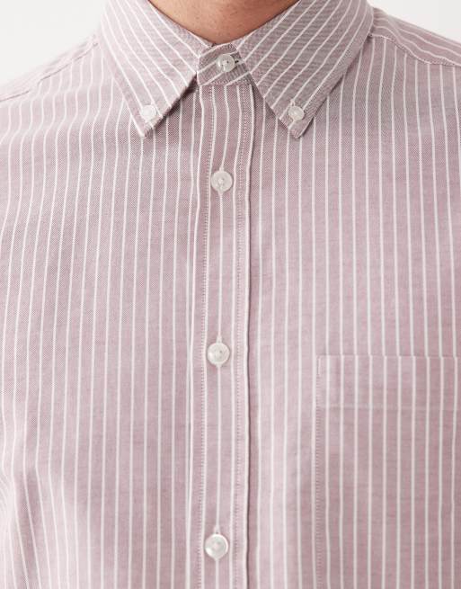 Mango classic striped long sleeve shirt in red, 3 of 5