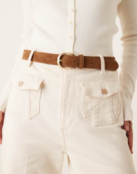 Mango classic suede belt in brown - view 1