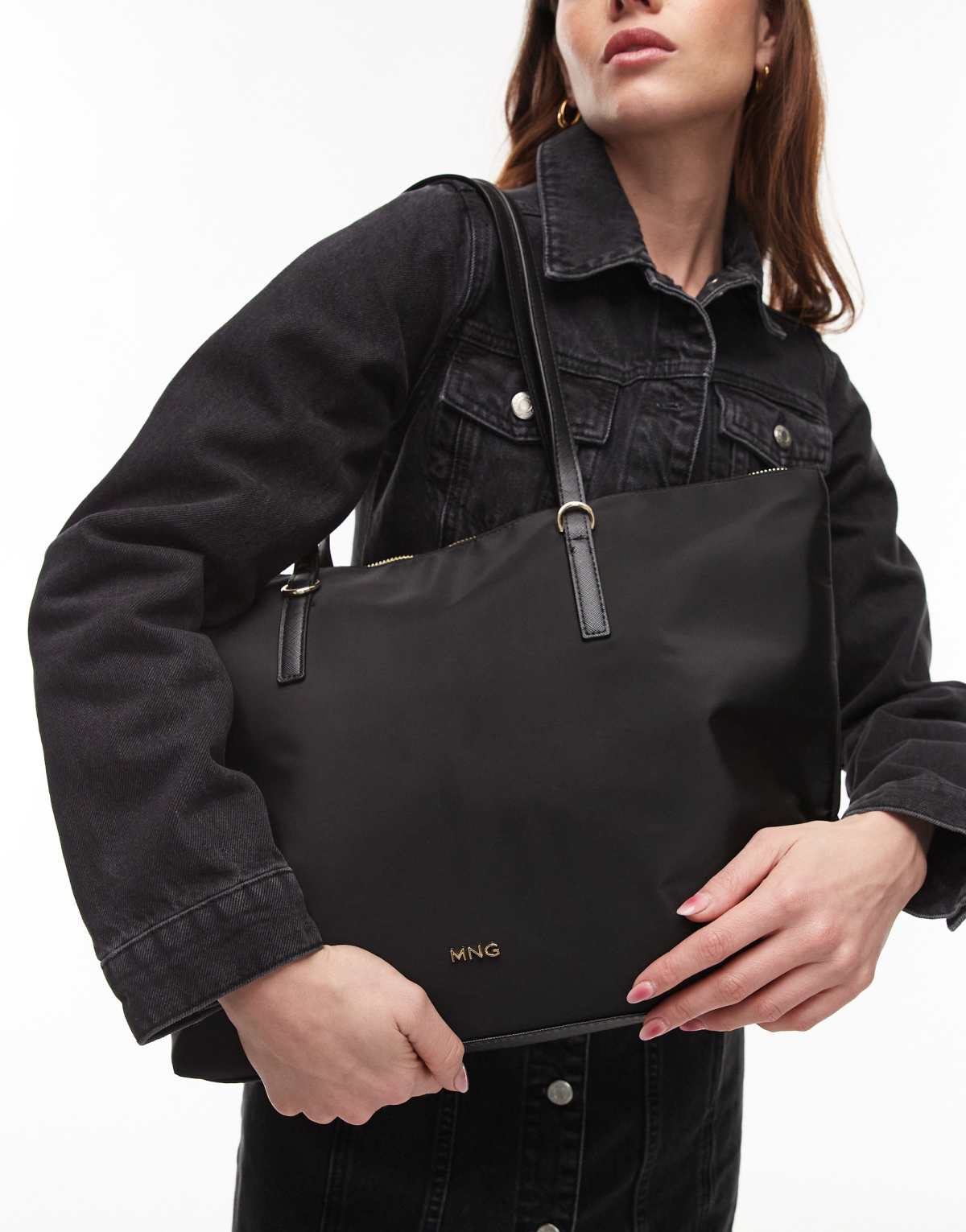 Mango classic tote bag in all black