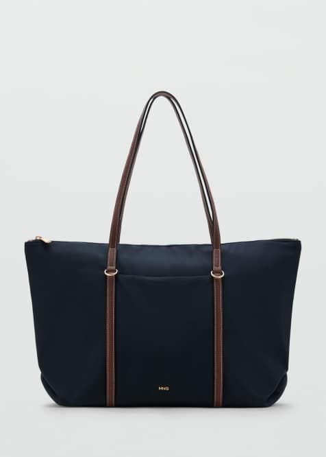 Mango classic tote bag in navy - view 1
