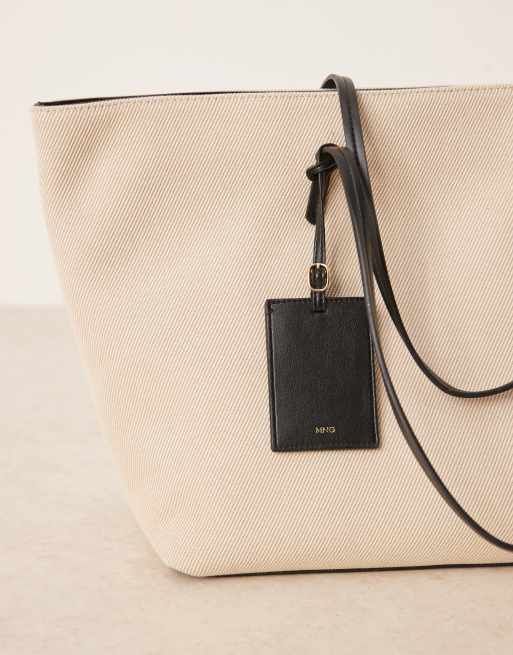 Mango classic woven tote bag in ivory