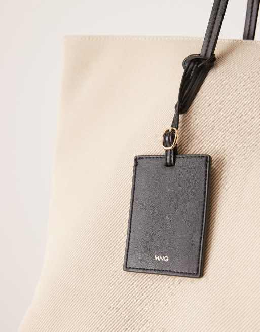 Mango classic woven tote bag in ivory
