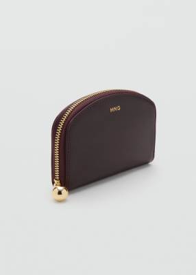 Mango Mango classic zip through purse in brown-Red