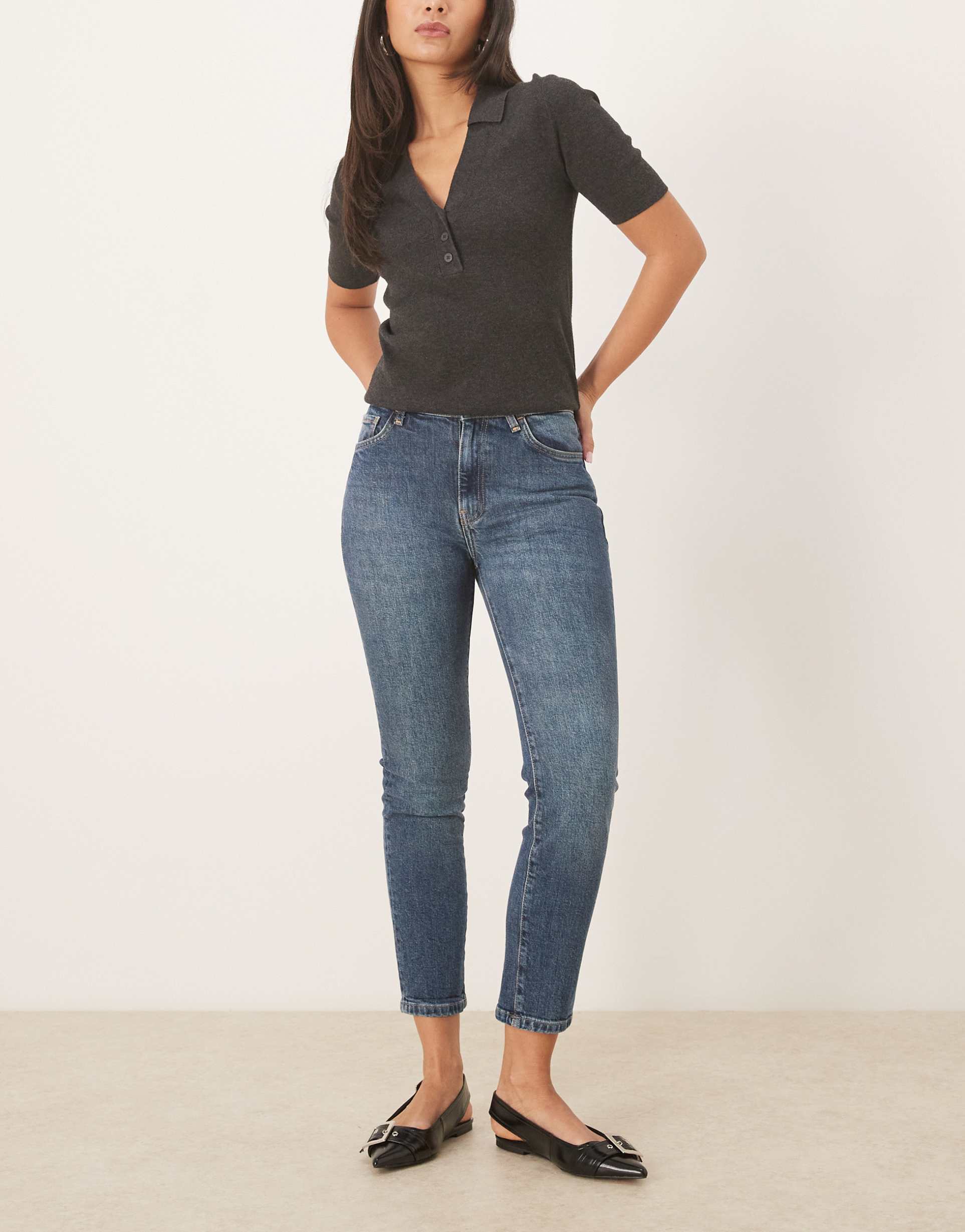 mango claudia 100% cotton skinny jeans in blue