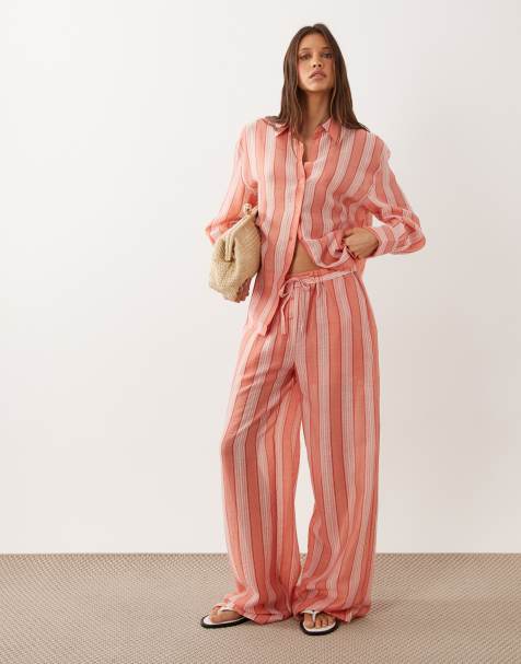 Mango - Clay - Pantaloni oversize arancioni e rosa a righe in coordinato - view 1