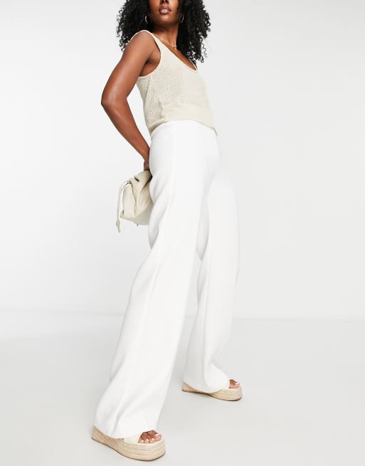 Mango white 2025 wide leg trousers