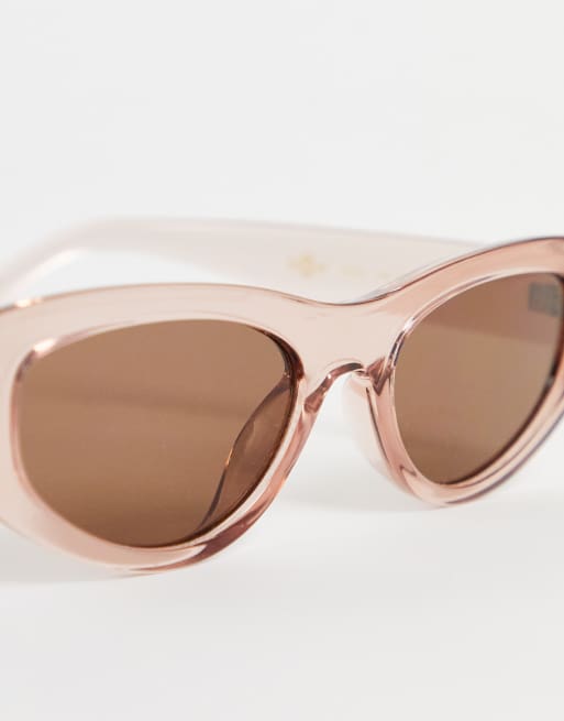 Mango clear frame cat eye sunglasses in pink, 3 of 4