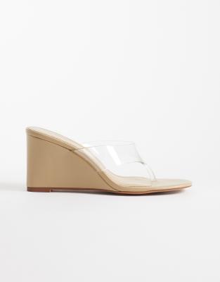  clear heeled wedge in beige