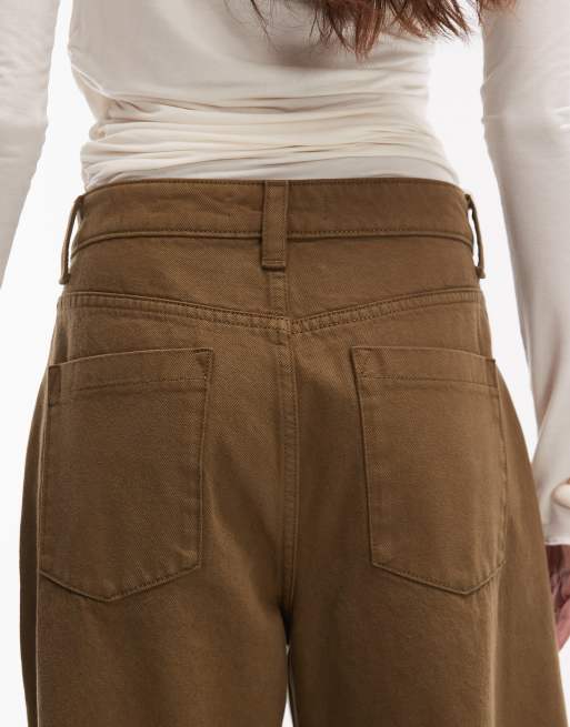 Mango Clemence 100% cotton baggy jeans in khaki, 4 of 5