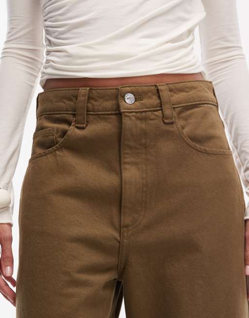 Mango Clemence 100% cotton baggy jeans in khaki, 5 of 5