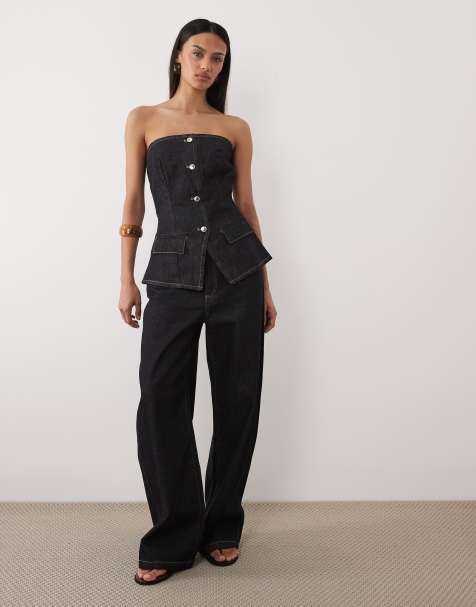 Mango Clemence 100% cotton barrel jean co-ord in indigo - view 1