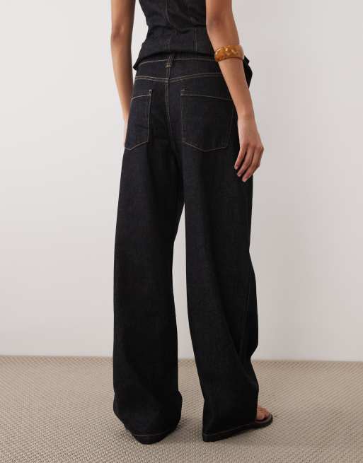 Mango - Clemence - Jeans met wijde ronde pijpen van katoen in indigo, deel van co-ord set, 3 van 5