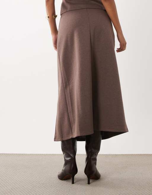 Mango Clinta flowy midi skirt co-ord in brown, 5 of 5
