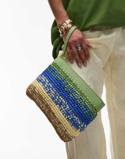 Mango – Clutch aus Bast in Grün mit Farbverlauf - view 1