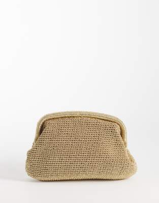 Mango - Clutch in goldfarbener Webstoffoptik