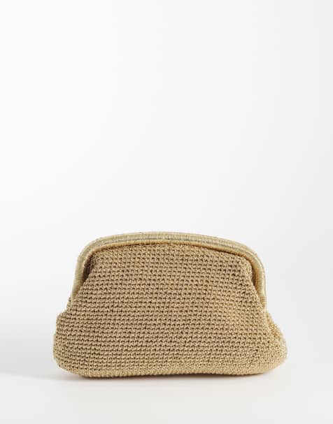 Mango – Clutch in goldfarbener Webstoffoptik - view 1
