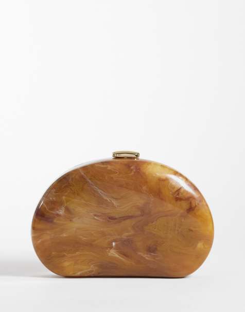 Mango clutch-taske med marmoreffekt i brun - view 1