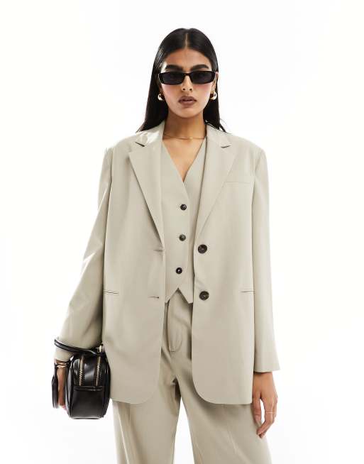 Mango co ord dad blazer in beige