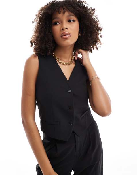 Mango co-ord dad waistcoat in black - view 1