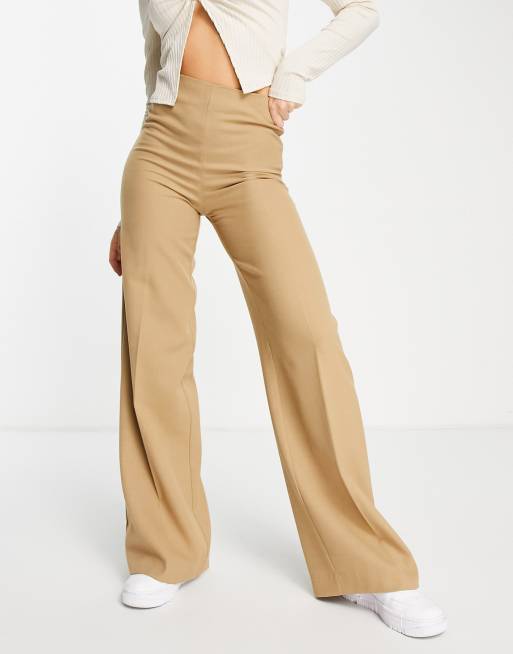 Camel wide leg outlet trousers