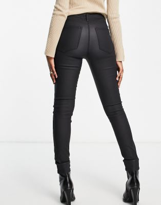 coated high waist skinny jeans