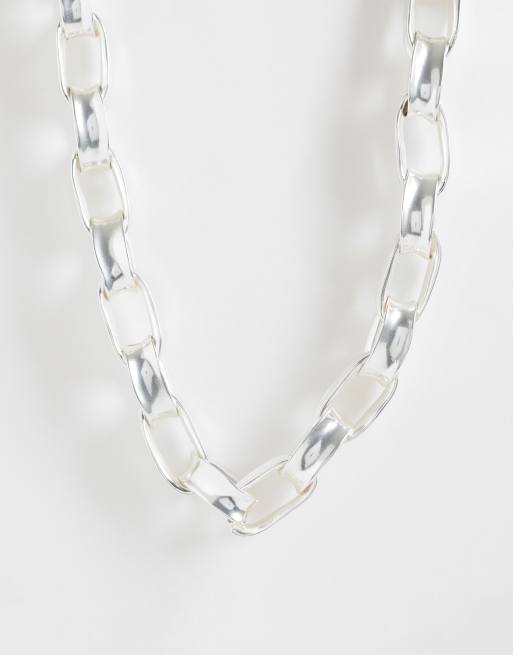 Mango - Collana a catenina spessa effetto corda color argento