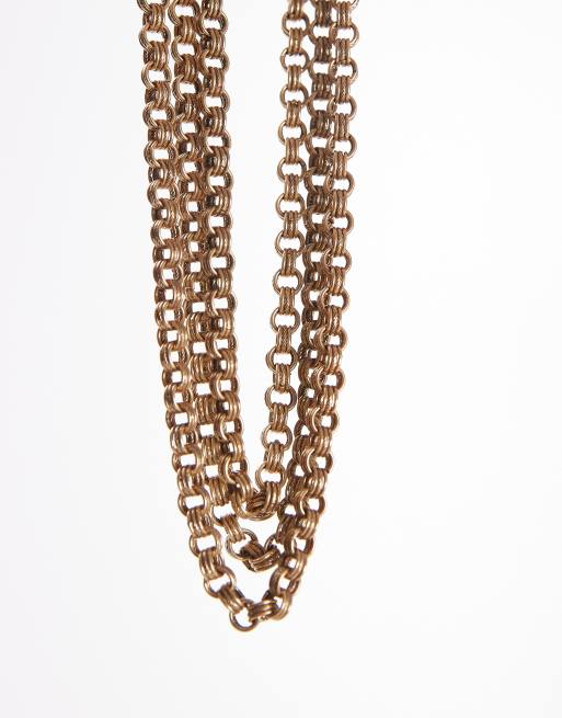 Mango - Collana a catenina tripla effetto corda color oro, 3 di 4